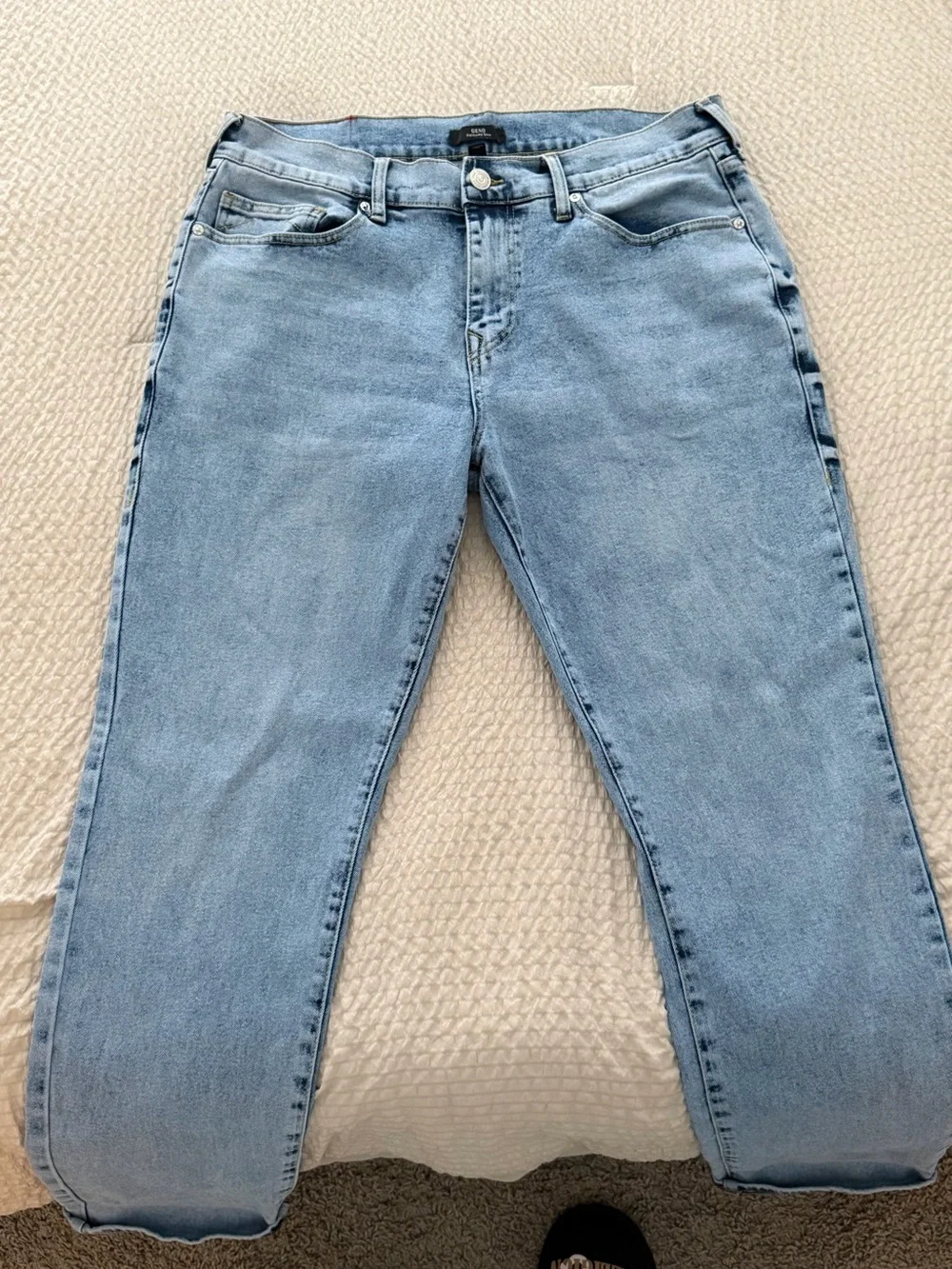 True Religion Light Blue Back Pocket Straight Jeans